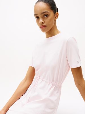 rosa mini-t-shirtkleid mit logo für damen - tommy hilfiger