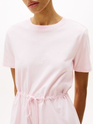 rosa mini-t-shirtkleid mit logo für damen - tommy hilfiger