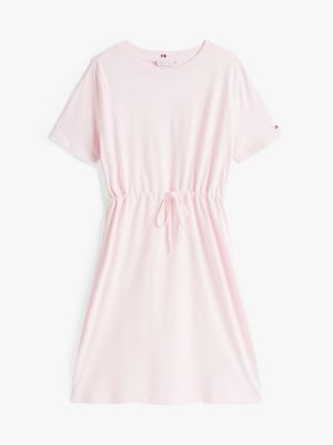 rosa mini-t-shirtkleid mit logo für damen - tommy hilfiger