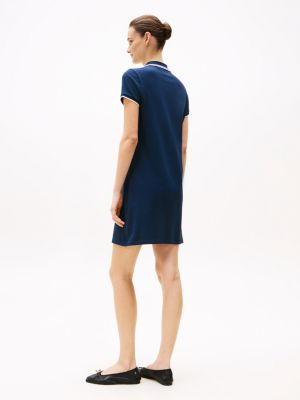 blue tipped collar mini polo dress for women tommy hilfiger