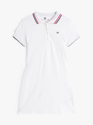 vestito polo corto con bordi a righe bianco da donne tommy hilfiger