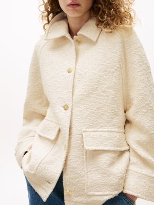 beige the sofia capsule relaxed bouclé jacket for women tommy hilfiger