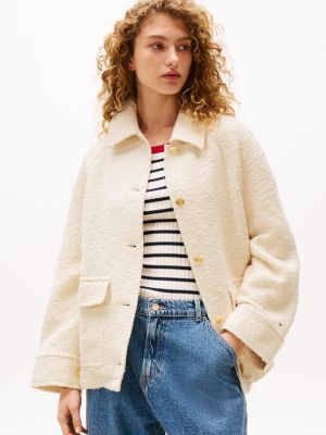 beige the sofia capsule relaxed bouclé jacket for women tommy hilfiger