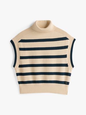 blue the sofia capsule roll neck sleeveless jumper for women tommy hilfiger