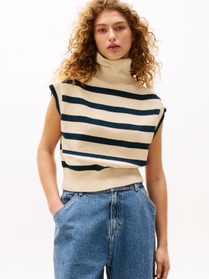 blue the sofia capsule roll neck sleeveless jumper for women tommy hilfiger