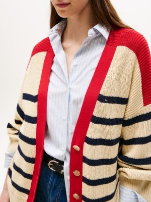 multi relaxed fit cardigan mit v-ausschnitt für damen - tommy hilfiger