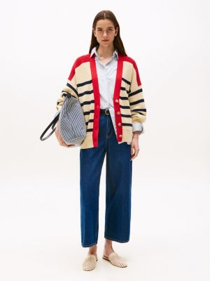 multi relaxed v-neck cardigan for women tommy hilfiger