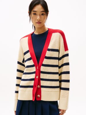 cardigan relaxed fit con scollatura a v multi da donne tommy hilfiger