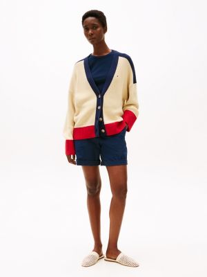 multi relaxed fit cardigan mit v-ausschnitt für damen - tommy hilfiger