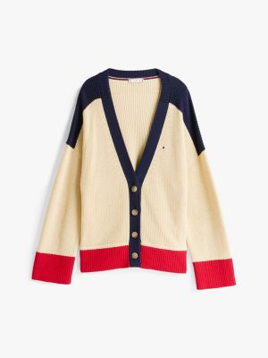 multi relaxed fit cardigan mit v-ausschnitt für damen - tommy hilfiger