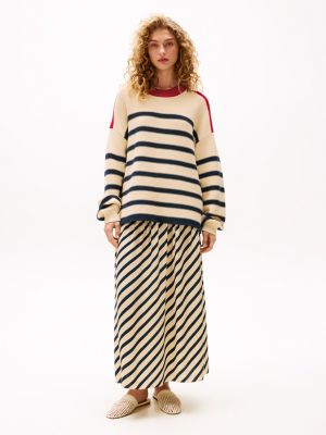 beige the sofia capsule breton stripe relaxed jumper for women tommy hilfiger