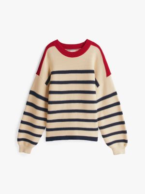 pull marinière décontracté the sofia capsule beige pour femmes tommy hilfiger