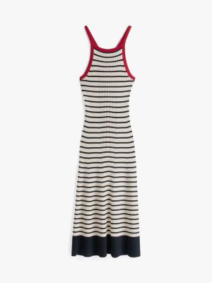 vestito lungo the sofia capsule in maglia blu da donne tommy hilfiger