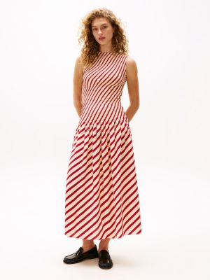 red sukienka maxi w paski z kolekcji the sofia capsule dla kobiety - tommy hilfiger