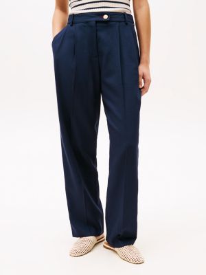 blue the sofia capsule regular wide leg trousers for women tommy hilfiger