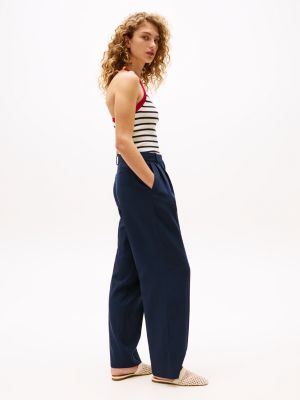 blue the sofia capsule regular wide leg trousers for women tommy hilfiger