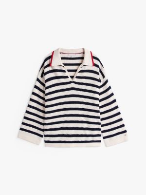 meerdere kleuren relaxed fit trui met ajourstrepen voor dames - tommy hilfiger