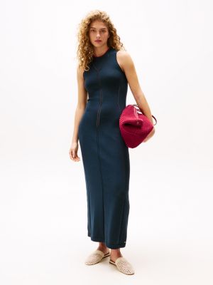 blue the sofia capsule pointelle-gebreide maxi-jurk voor dames - tommy hilfiger