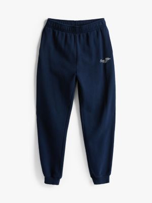 blau jogginghose mit logo und bündchen für damen - tommy hilfiger