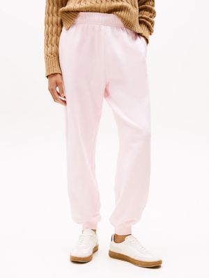 pink logo cuffed joggers for women tommy hilfiger