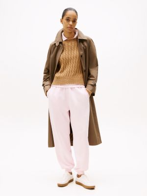 pink jogger met boorden en logo voor dames - tommy hilfiger