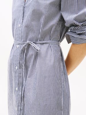 blue stripe poplin midi shirt dress for women tommy hilfiger