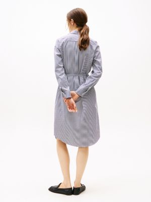 chemisier midi in popeline a righe blu da donne tommy hilfiger