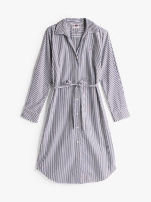 blue stripe poplin midi shirt dress for women tommy hilfiger