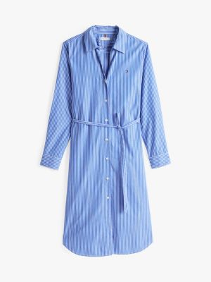 robe chemise midi en popeline rayée bleu pour femmes tommy hilfiger