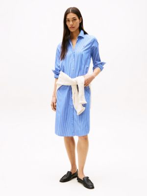 robe chemise midi en popeline rayée blue pour femmes tommy hilfiger