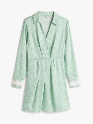 green sateen mini wrap dress for women tommy hilfiger