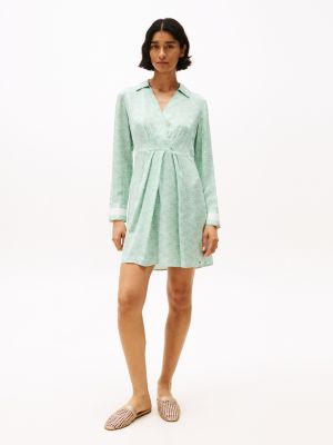 green sateen mini wrap dress for women tommy hilfiger