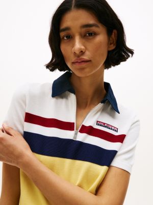 multi hilfiger sailing regular colour-blocked polo shirt for women tommy hilfiger