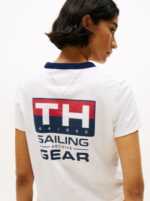 multi hilfiger sailing relaxed back logo t-shirt for women tommy hilfiger