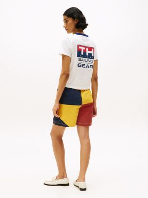 multi hilfiger sailing relaxed back logo t-shirt for women tommy hilfiger