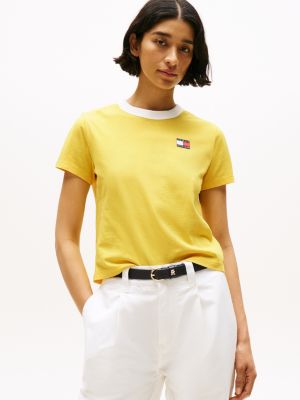 yellow hilfiger sailing relaxed back logo t-shirt for women tommy hilfiger