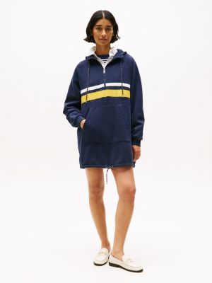 multi hilfiger sailing oversized fit hoodie-minikleid für damen - tommy hilfiger