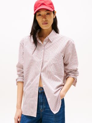 chemise oversize à rayures multi pour femmes tommy hilfiger