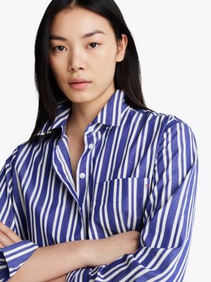 camicia oversize in popeline multicolore da donne tommy hilfiger