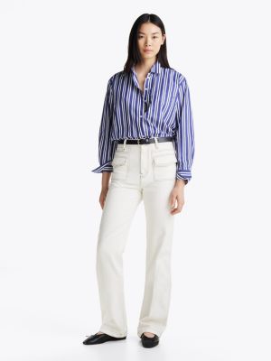 multi oversized fit stripe shirt for women tommy hilfiger