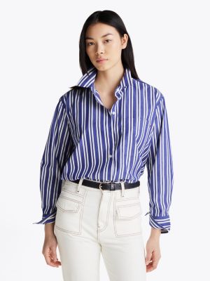 multi gestreiftes hemd mit oversized fit für damen - tommy hilfiger