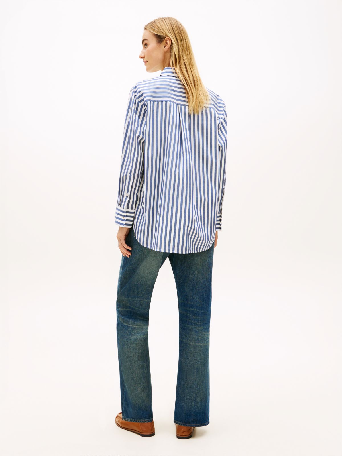 Classic Oversized Fit Logo Poplin Shirt — White