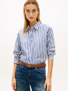 Classic Oversized Fit Logo Poplin Shirt — White 1