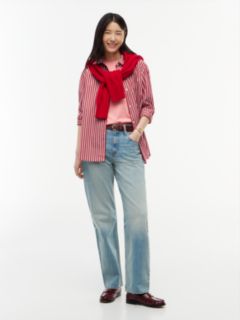 Classic Oversized Fit Logo Poplin Shirt — Red 2