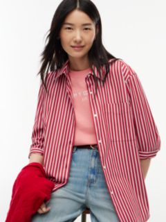 Classic Oversized Fit Logo Poplin Shirt — Red 3