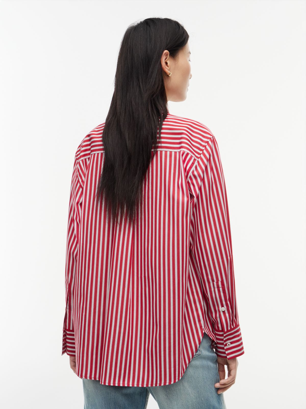 Classic Oversized Fit Logo Poplin Shirt — Red