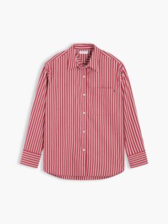 Classic Oversized Fit Logo Poplin Shirt — Red 5