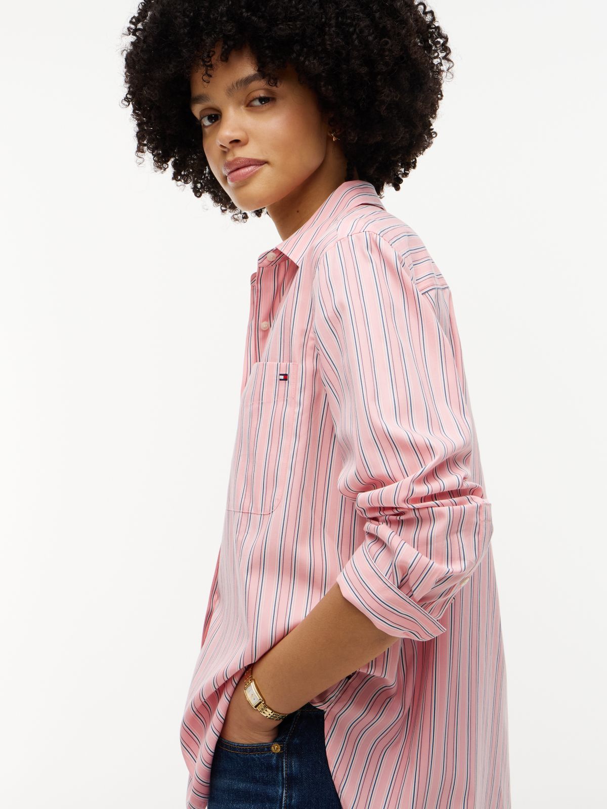 Classic Oversized Fit Logo Poplin Shirt — White