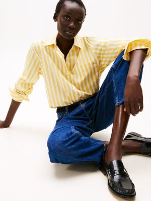 meerdere kleuren oversized fit gestreept overhemd voor dames - tommy hilfiger