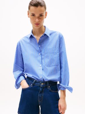 camicia oversize in popeline blue da donne tommy hilfiger